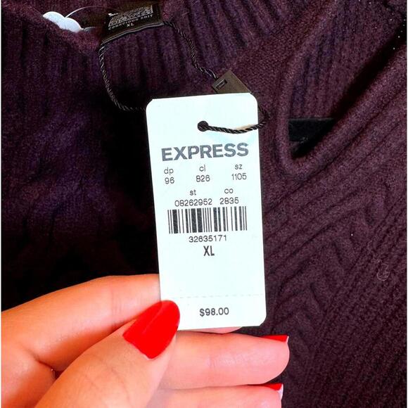 EXPRESS Women's XL Cable Knit Sweater - Cozy Purple - Picture 3 of 3